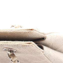 Pre Owned Chanel Matelasse Chain Shoulder Bag Linen Canvas Beige Shw