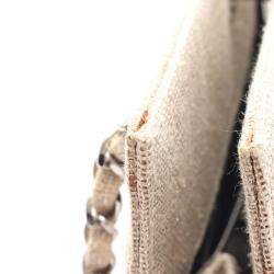 Pre Owned Chanel Matelasse Chain Shoulder Bag Linen Canvas Beige Shw
