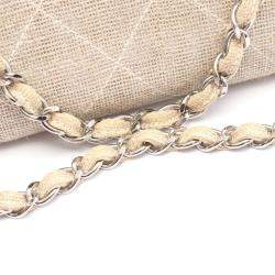 Pre Owned Chanel Matelasse Chain Shoulder Bag Linen Canvas Beige Shw