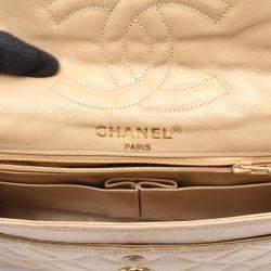 Pre Owned Chanel Matelasse Paris Limited W Flap Chain Shoulder Bag Leather Beige Coco Cc