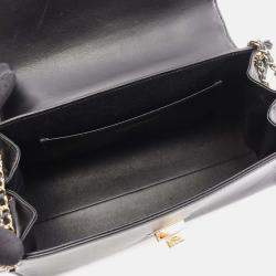 Pre Owned Chanel Chocolate Bar Black Leather Shoulder Bag