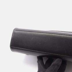 Pre Owned Chanel Chocolate Bar Black Leather Shoulder Bag