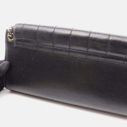 Pre Owned Chanel Chocolate Bar Black Leather Shoulder Bag