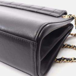 Pre Owned Chanel Chocolate Bar Black Leather Shoulder Bag