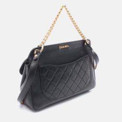 Chanel Matelasse Hand Shoulder Crossbody Bag Leather Black Ghw Cc