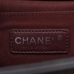Chanel Boy Chanel Chain Shoulder Bag Lamb Sheep Leather Black White