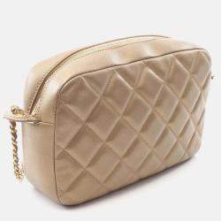 Pre Owned Chanel Diamond CC Quilted Lambskin Small Camera Case Bag 