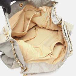 Pre Owned Chanel Coco Mark Matelasse Chain Shoulder Bag Leather Gray Ghw Cc