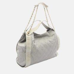 Pre Owned Chanel Coco Mark Matelasse Chain Shoulder Bag Leather Gray Ghw Cc