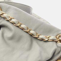 Pre Owned Chanel Coco Mark Matelasse Chain Shoulder Bag Leather Gray Ghw Cc