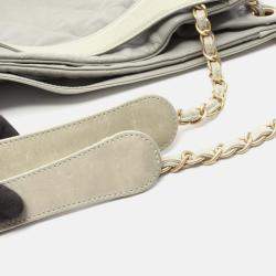 Pre Owned Chanel Coco Mark Matelasse Chain Shoulder Bag Leather Gray Ghw Cc