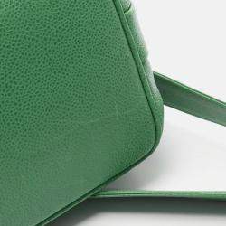 Pre Owned Chanel CC Green Caviar Leather Bucket Bag