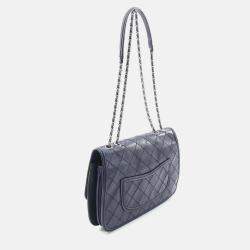 Pre Owned Chanel Wild Stitch Chain Shoulder Bag Leather Navy Shw Cc Coco
