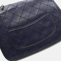 Pre Owned Chanel Wild Stitch Chain Shoulder Bag Leather Navy Shw Cc Coco