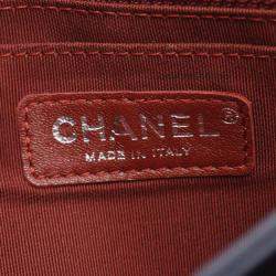 Pre Owned Chanel Matelasse Hand Chain Shoulder Crossbody Bag Leather Navy