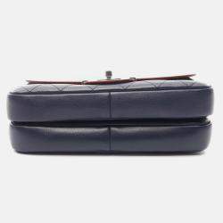 Pre Owned Chanel Matelasse Hand Chain Shoulder Crossbody Bag Leather Navy