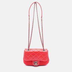 Chanel Matelasse Chain Shoulder Bag Leather Felt Red Shw Cc Coco