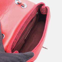 Chanel Matelasse Chain Shoulder Bag Leather Felt Red Shw Cc Coco