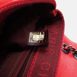 Chanel Matelasse Chain Shoulder Bag Leather Felt Red Shw Cc Coco