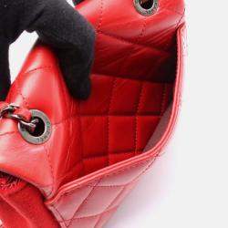 Chanel Matelasse Chain Shoulder Bag Leather Felt Red Shw Cc Coco