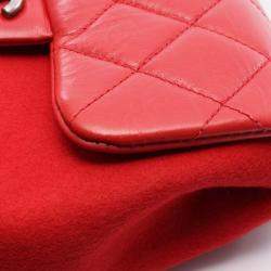 Chanel Matelasse Chain Shoulder Bag Leather Felt Red Shw Cc Coco