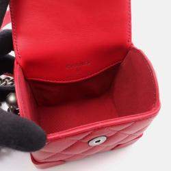 Pre Owned Chanel Vanity Case Red Leather Shoulder Bag