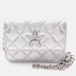 Chanel Matelasse Star Motif Chain Shoulder Bag Lamb Sheep Leather Shw