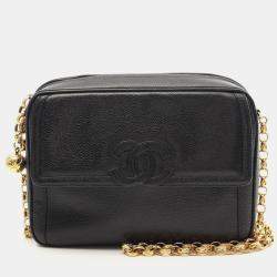 Chanel Coco Mark Shoulder Bag  Leather Grained Calfskin Black Ghw