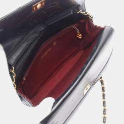 Pre Owned Chanel Matelasse W Flap Chain Shoulder Bag  Lambskin Black Ghw