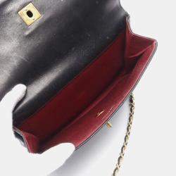 Pre Owned Chanel Matelasse W Flap Chain Shoulder Bag  Lambskin Black Ghw