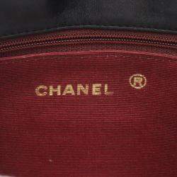 Pre Owned Chanel Matelasse W Flap Chain Shoulder Bag  Lambskin Black Ghw