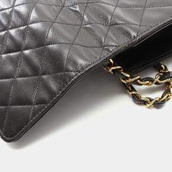 Pre Owned Chanel Single Flap Black Leather CC Shoulder Bag