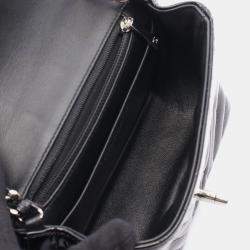 Pre Owned Chanel Chevron Black Patent Leather Chain Shoulder Bag