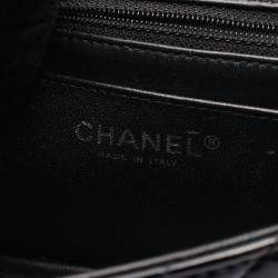 Pre Owned Chanel Chevron Black Patent Leather Chain Shoulder Bag