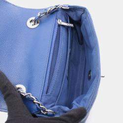 Pre Owned Chanel Chevron Blue Leather Chain Shoulder Bag