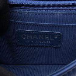 Pre Owned Chanel Chevron Blue Leather Chain Shoulder Bag