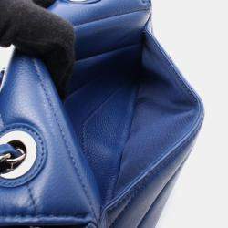 Pre Owned Chanel Chevron Blue Leather Chain Shoulder Bag