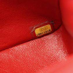 Pre Owned Chanel Mini Red Lambskin Chain Shoulder Bag