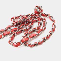Pre Owned Chanel Mini Red Lambskin Chain Shoulder Bag