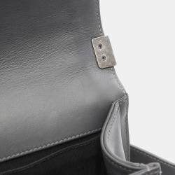 Pre Owned Chanel Boy Gray Fabric Leather Chain Shoulder Bag