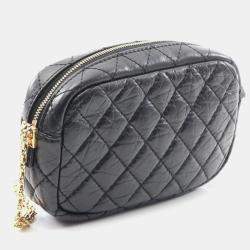 Pre Owned Chanel 2.55 Small Black Calfskin Camera Shoulder Bag