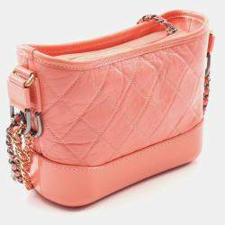 Pre Owned Chanel Gabrielle Small Orange Leather Hobo Bag