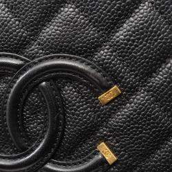 Pre Owned Chanel Filigree Black Leather Vanity Shoulder Bag