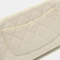 Pre Owned Chanel Classic White Leather Wallet on Chain