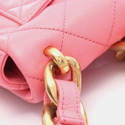 Pre Owned Chanel  Mini Funky Town Mini Pink Leather Chain Shoulder Bag