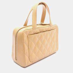 Pre Owned Chanel Wild Stitch Beige Leather Tote Bag