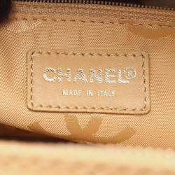 Pre Owned Chanel Wild Stitch Beige Leather Tote Bag