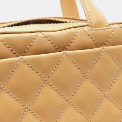 Pre Owned Chanel Wild Stitch Beige Leather Tote Bag