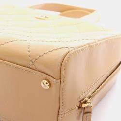 Pre Owned Chanel Wild Stitch Beige Leather Tote Bag
