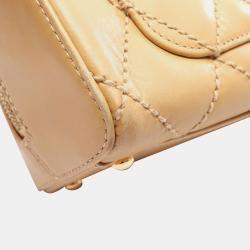 Pre Owned Chanel Wild Stitch Beige Leather Tote Bag